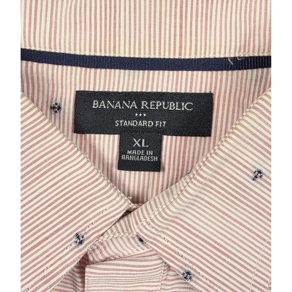 Banana Republic Standard Fit Pink‎ Anchor Print 1/2 Button Polo Men's Size XL